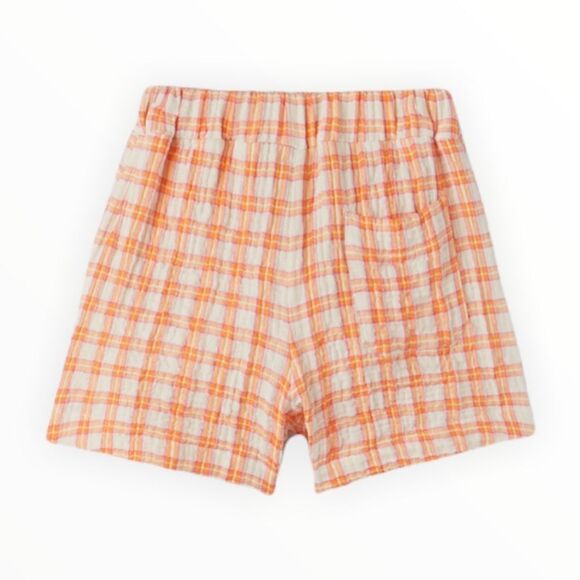 ZARA Kids | Orange | TEXTURED CHECK BERMUDA SHORTS - Picture 3 of 7